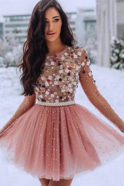 Pink Luxury Cocktail Dresses 2021 Short Prom Dress Crystal Sequins Feathers  Homecoming Gowns Women New Elegant Graduation Dress, Short Prom Dress 2021