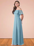 Lori A-Line Off the Shoulder Chiffon Floor-Length Junior Bridesmaid Dress STBP0019973