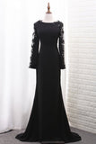 Chiffon Long Sleeves Scoop Mermaid Evening Dresses With