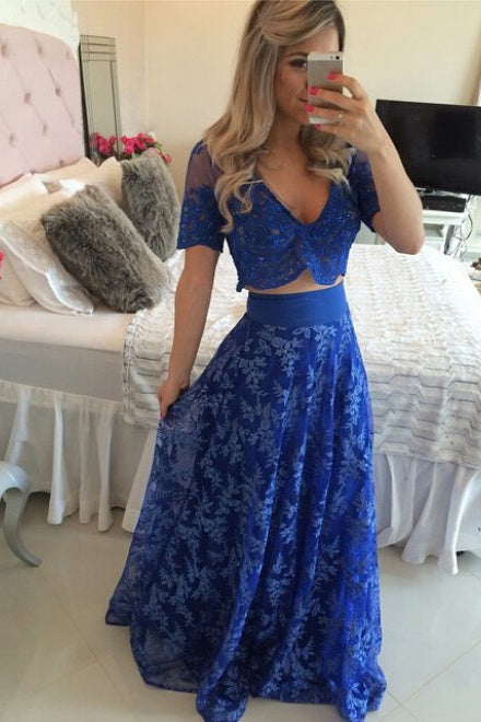 Light Blue Spaghetti Straps Lace Evening Dresses Mermaid Long Prom Dresses