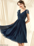 Alisson A-Line With Ruffle Homecoming Dresses Dress V-neck Lace Chiffon Homecoming Knee-Length