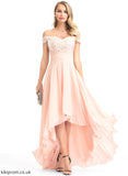 Chiffon Off-the-Shoulder With Asymmetrical A-Line Paityn Prom Dresses Sequins