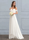 Beading Wedding Sweep Flower(s) Lace Chiffon Off-the-Shoulder A-Line Dress Hayden Train Wedding Dresses With