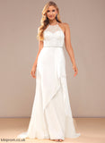 Sweep Lace Dress Eve Wedding With A-Line Lace Wedding Dresses Beading Chiffon High Train Sequins Neck