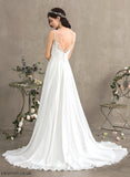 V-neck Chiffon A-Line With Wedding Front Sequins Beading Dress Lace Split Sweep Train Wedding Dresses Penelope