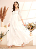 A-Line Beading With Dress Chiffon Wedding Ruffle Illusion Wedding Dresses Sasha Floor-Length Lace