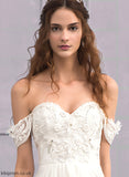 Beading Wedding Sweep Flower(s) Lace Chiffon Off-the-Shoulder A-Line Dress Hayden Train Wedding Dresses With