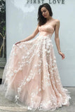 Princess Sweetheart Blush Pink Long Prom Dress with Appliques, Dance STB20466